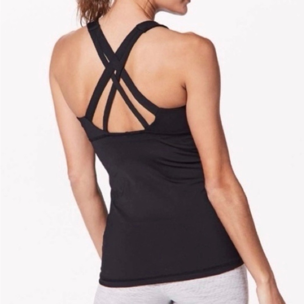 Lululemon Double Cross Back Mesh Strap Tank Top, Black, Size 6, Used like new